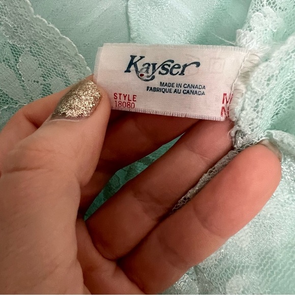 Vintage Mint Green Sheer Lace Robe & Lingerie Set | Coquette Boudoir Peignoir M - Picture 10 of 11